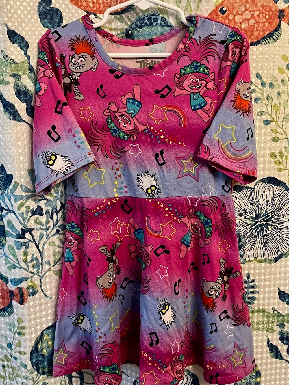 Trolls Pink & Purple Girls Dress - Branded Character Print